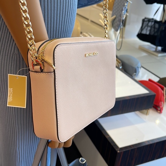 Michael Kors Jet Set Item Large East West Zip Crossbody Leathr Powder Blush/Pink - Picture 9 of 16